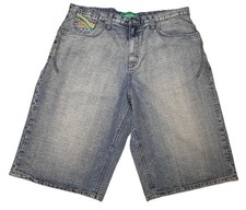 Rocawear Y2K Denim Shorts 40 Baggy Rasta Pocket Embroidered Hip Hop RW Jorts VTG