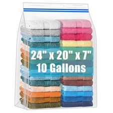 15 Pack 10 Gallons Extra Large Storage Bags 24"x20"x7" Resealable Plastic Sto...