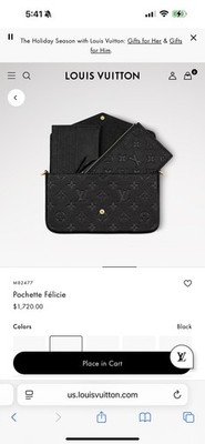 Louis Vuitton Pochette Felicie Shoulder Bag Black Leather