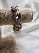 Blush Pink and Rhinestone Teardrop Bracelet, ...