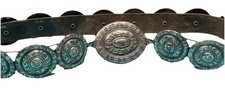 Heavy Ornate Metal Belt Made in Spain Silver Tone Concho Style Southwest 32  