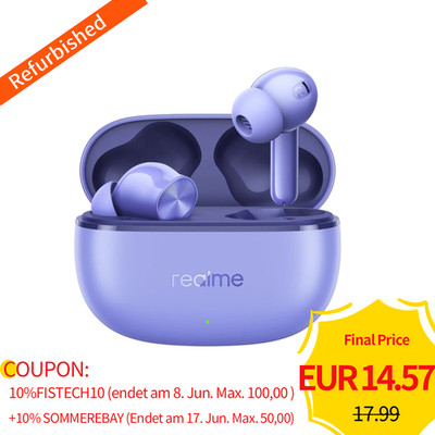 realme Buds T200 Lite TWS In-Ear-Kopfhörer, 48h Akku, IPX4, BT 5.4, Lila Used