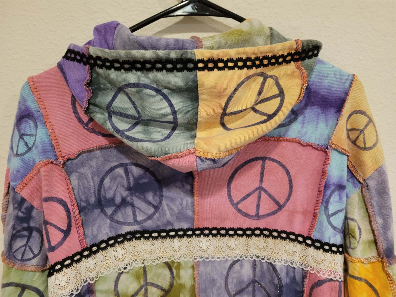 Hippy Boho Patchwork Handmade Zip Jacket. Sz L. K… - image 5