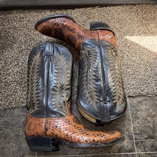 Tony Lama Men's Western Boots Black Brown Snake Skin Size 7.5 MPN 17240 Y7028