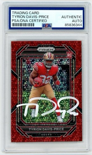 Tyrion Davis-Price Signed '22 Panini Prizm Rookie Card 320 No Huddle Red /50 PSA