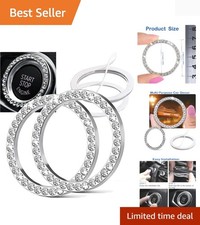 2pcs Bling Car Engine Start Button Cover Diamond Crystal Push Start Stop Butt... 2pcs Bling Car Engine Start Button Cover Diamond Crystal Push Start Stop Butt...