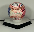 Hank Aaron Signed ONL Baseball, VCBC SuperStats, Hand Painted, JSA LOA, Braves