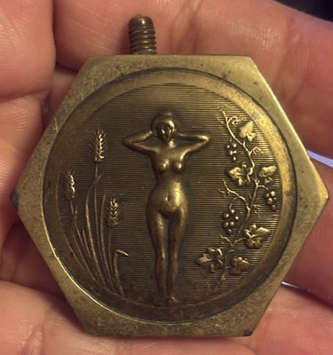 Vintage WW 1 Trench Lighter image of a naked girl/Solid Brass/Missing Piece