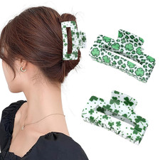 St. Patrick's Day Hair Claw Clips - Green Shamrock Accessories for Women