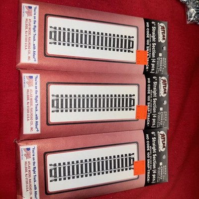 ATLAS 822 HO 6'' INCH STRAIGHT CODE 100 TRAIN TRACK NICKEL SILVER (4) ATL822 (3)