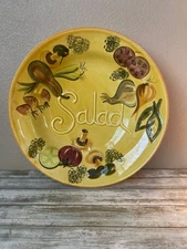 Los Angeles Potteries California 508 Large 14" Salad Bowl Yellow Veggie Hand Pai