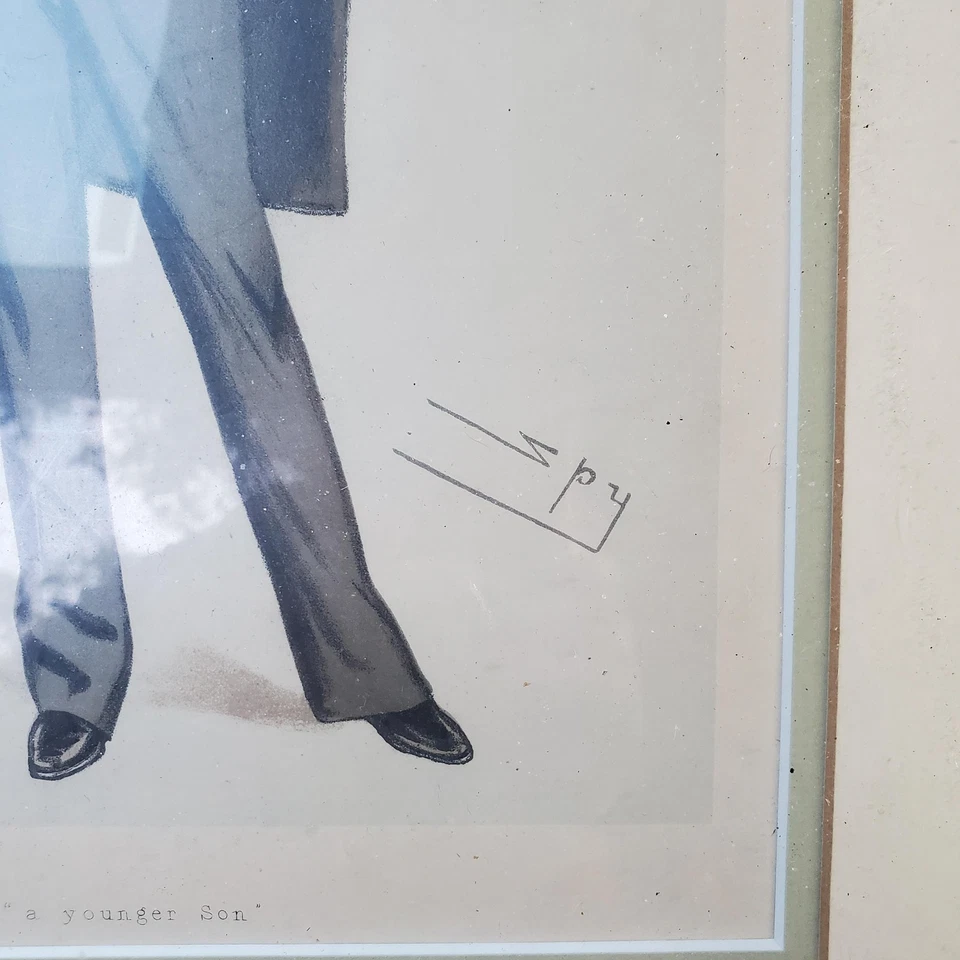 Caricatura da década de 1890 com estampa Vanity Fair “A Younger Son” por Spy (Leslie Ward) Original - Imagem 2 de 4
