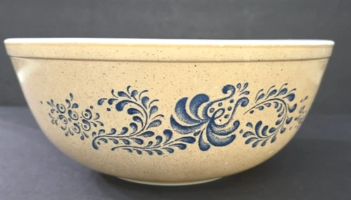 Vintage Pyrex Homestead Blue Beige #404 Mixing 4 Quart Nesting Bowl
