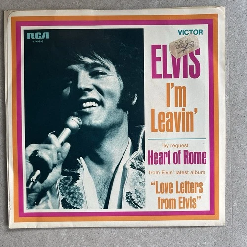Elvis Presley I'm Leavin RCA USA 1st PRESS Heart Of Rome Picture Sleeve Original