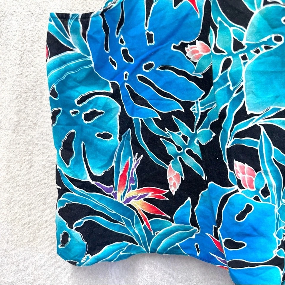 Top cuadrado Hilo Hattie vintage crop sin mangas talla XL estampado tropical 100 % algodón Foto 3 de 4