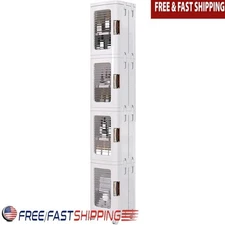 Adjustable Waterproof Plastic Storage Cabinet W/ Movable Wheels & Shelves New