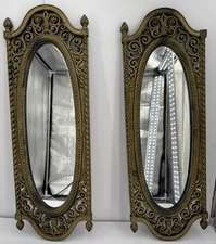 Vintage 1970s HOMCO 2356 Gothic Spanish Revival Wall Mirror Lot Of 2