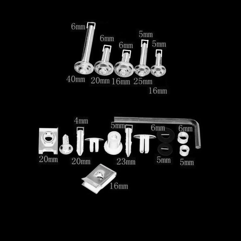 223 pcs Fit For Yamaha Motorcycle White Complete Fairing Screws Nut Bolts Kit - Image 3 of 4