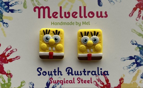 4 Pairs SpongeBob earrings studs Melvellous - Picture 2 of 3