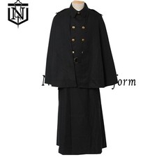 Men's Inverness Cape Black Wool 19Th Century Victorian Cape Handmade Cape