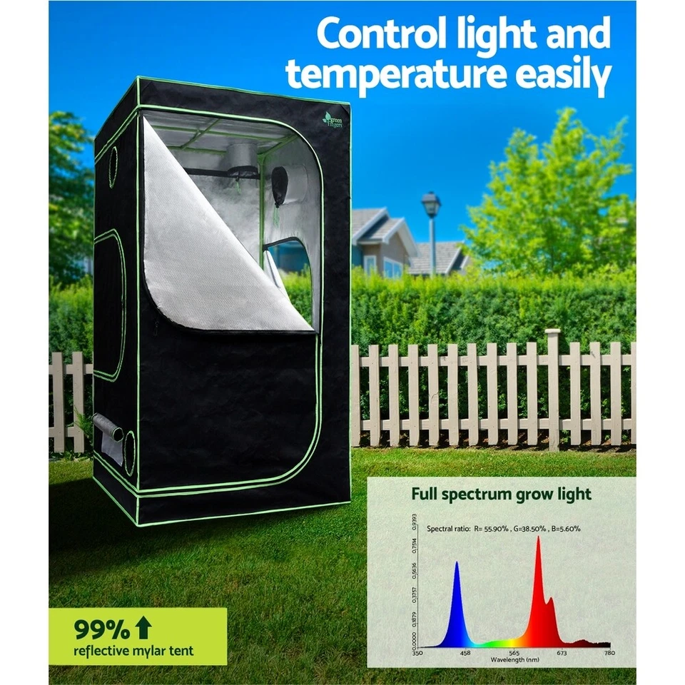 Green Fingers 120X120X200cm Grow Tent 1000W LED Grow Light 4" Ventilation Kit - image 2 of 4