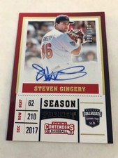 STEVEN GINGERY Cardinals 2017 Panini Contenders USA Baseball Exclusive AUTO /100