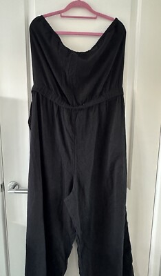 Black Linen Bandeau Jumpsuit Size 22 UK