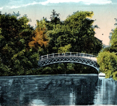 Lovers Bridge Jackson Park Chicago Lake Trees WaterVintage Postcard A8