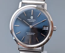 Universal Geneve White Shadow 867101 Blue Date Automatic Men's Watch