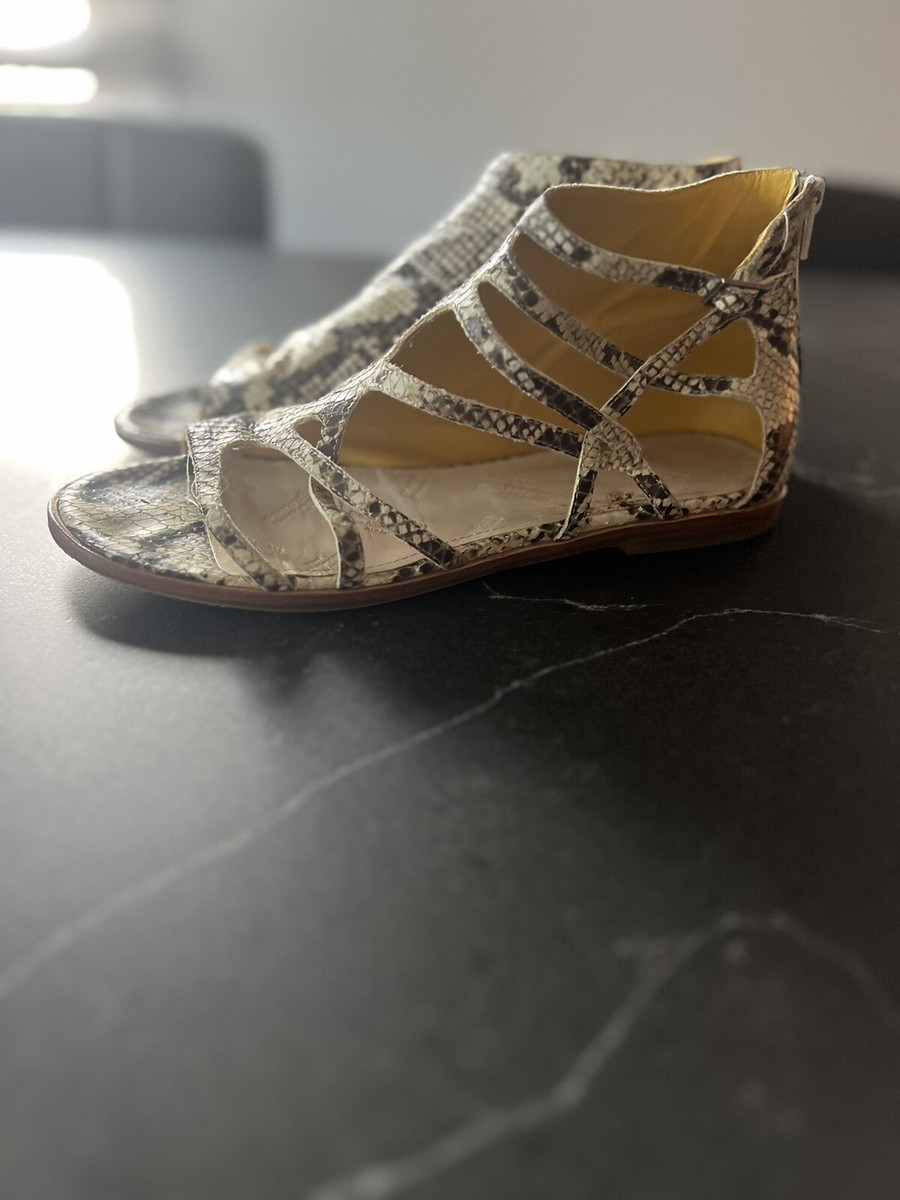 Maison Martin Margicla Python Flat Ankle Strap Sandal Zip