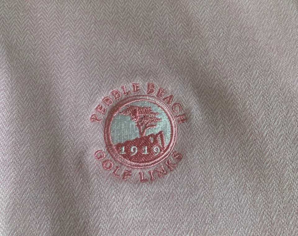 Camisa polo de golf Pebble Beach links calce clásico para hombre rosa claro mediana Foto 2 de 4
