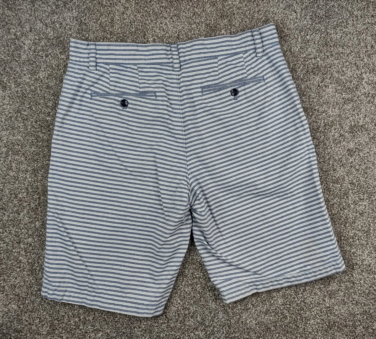 Banana Republic Shorts Mens 32 Blue Striped 100 Cotton Casual Preppy Chino