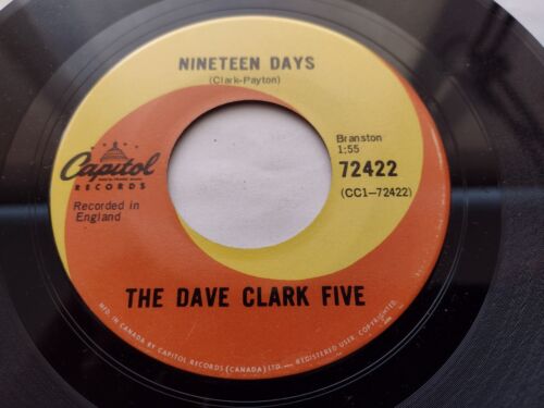 CANADIAN THE DAVE CLARK FIVE (DC5) Nineteen Days / Sitting Here Baby 1966 45 - Afbeelding 1 van 2