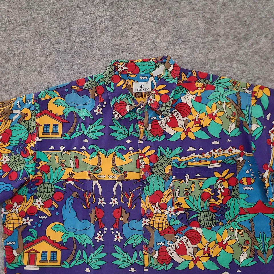 Vintage Jockey Mens Extra Large Hawaiian Shirt Made In Taiwan ROC 90s Cotton - Image 2 of 4