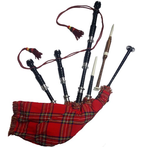 HM HIGHLAND BAGPIPE ROSEWOOD BLACK COLOR SILVER PLAIN MOUNTS/SCOTTISH BAGPIPES - 第 1/1 張圖片