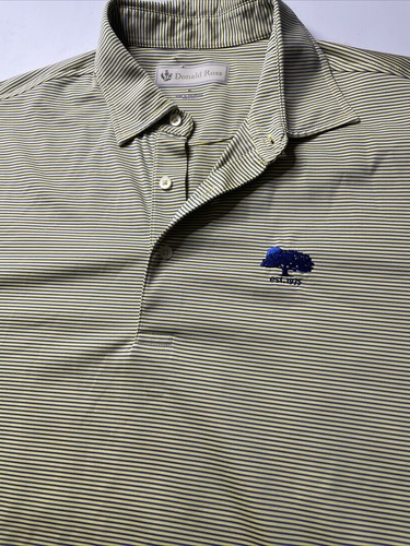 Donald Ross (3) Polo Shirt Mens XL Olympic Golf Yellow Blue Striped Great Shape - Picture 4 of 7