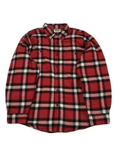 Wrangler Mens Red & Black Relaxed Fit Flannel Sherpa Jacket Shirt 3X-Large