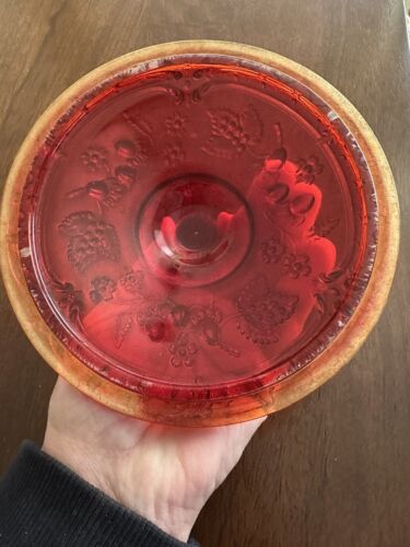 Runder Deckel für Fenton Red Carnival Glas Wilde Erdbeere Bonboniere - Bild 4 von 7