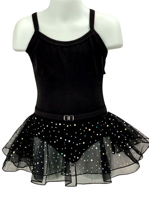 NWT Eurotard Sparkle Skirted Cotton Leotard #0205 Ballet Girls Size XS 2-4 Black