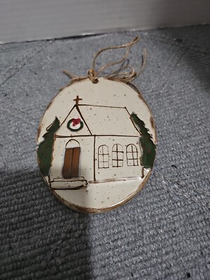 Mud Pie Farmhouse Stoneware Christmas Tree Ornaments 5'' x 4'' Choose Style NEW