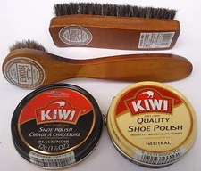 KIWI BLACK NEUTRAL SHOE POLISH CREAM, SHINE BRUSH  & DAUBER KIT , SELECT: Items