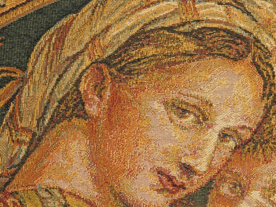 MADONNA DELLA SEGGIOLA 66CM X 61CM BELGIAN TAPESTRY WALL HANGING WITH ROD SLEEVE - Image 3 of 4