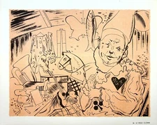 [CIRQUE] SERGE: The Old Clown, Original Signed LITHOGRAPH, 1944