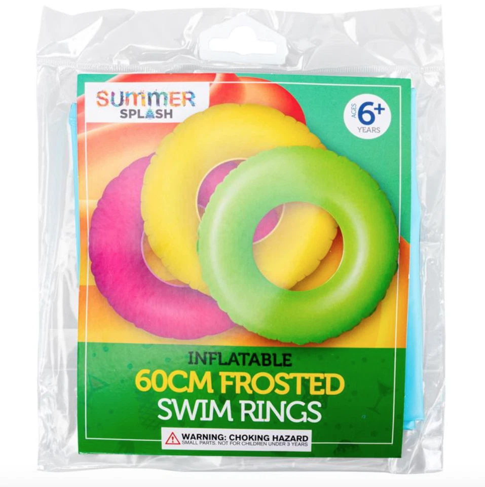 60cm Kids Swimming Ring Pool Tyre Donut Float Swim Inflatable Pink Green Yellow - image 4 of 4