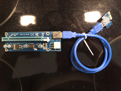 Lot of 4 USB 3.0 PCI-E Express 1x To 16x Extender Riser Cards  6pin Connection