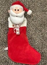 Vintage 1999 Rudolph 20 Red Soft Santa Plush 3D Christmas Stocking