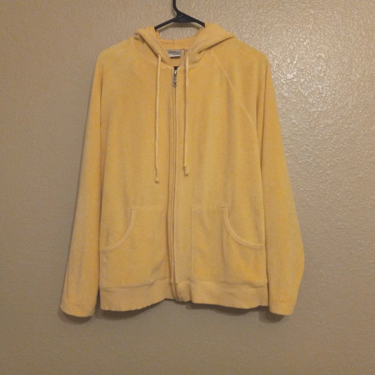 Spa By Chico s 2 L Butter Yellow Terry Zip Front Hoodie