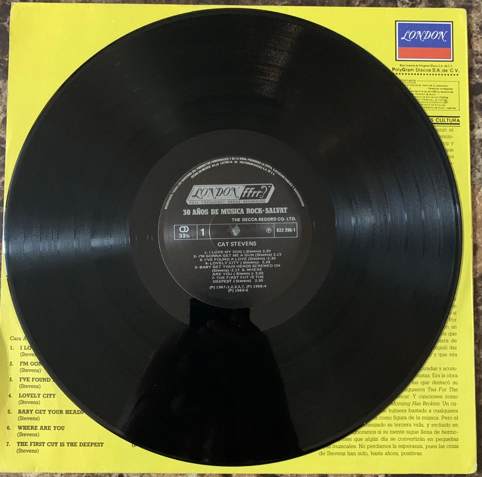 CAT STEVENS 30 AÑOS DE MUSICA ROCK SALVAT 1984 MEXICAN LP FOLK ROCK - Image 3 of 4