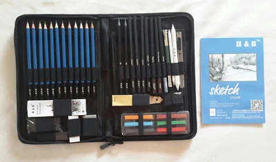 APM-TEC 48tlg Zeichenset Skizzenset Bleistift Zeichenstifte