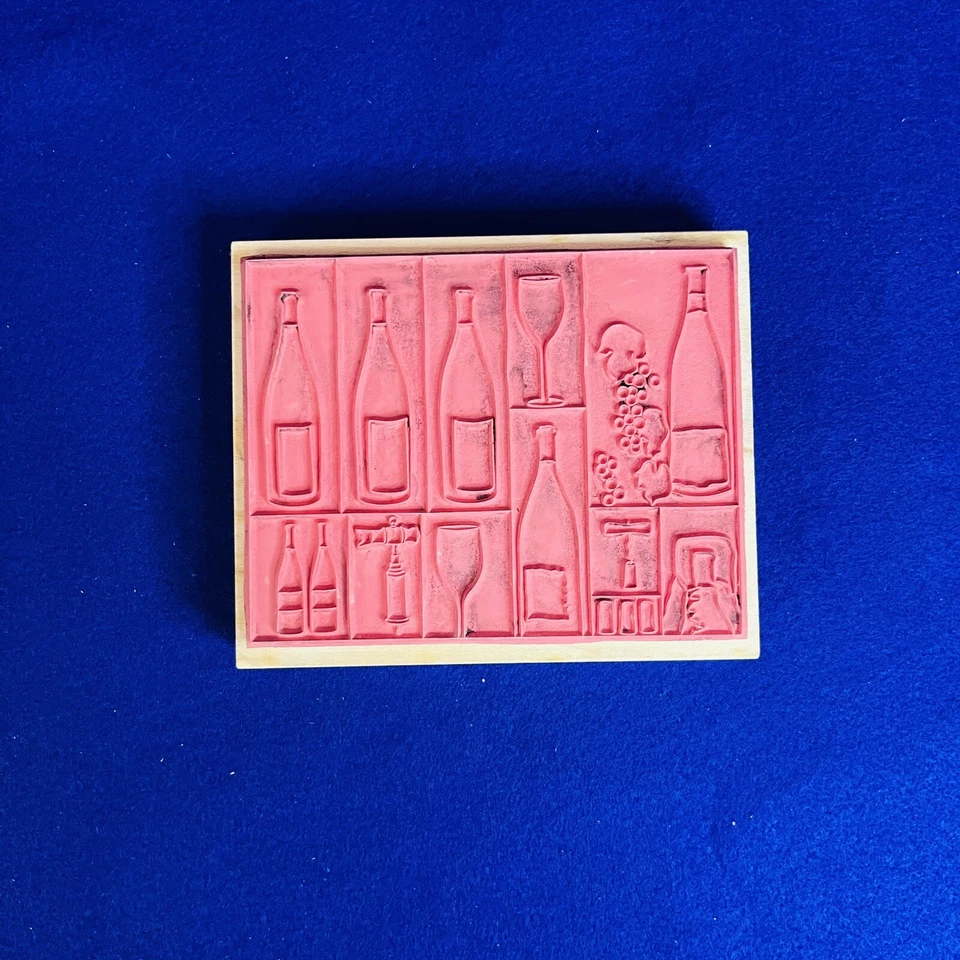 Винный коллаж бутылки резиновый штамп деревянный Michael Clark от Stamps Happen - Изображение 3 из 4